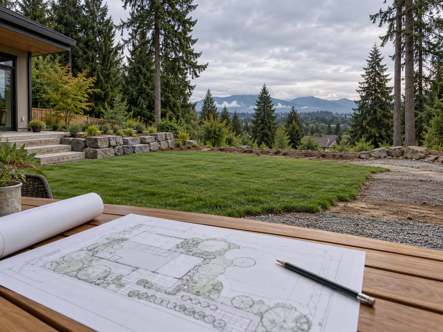 Illustrative yard planning scene