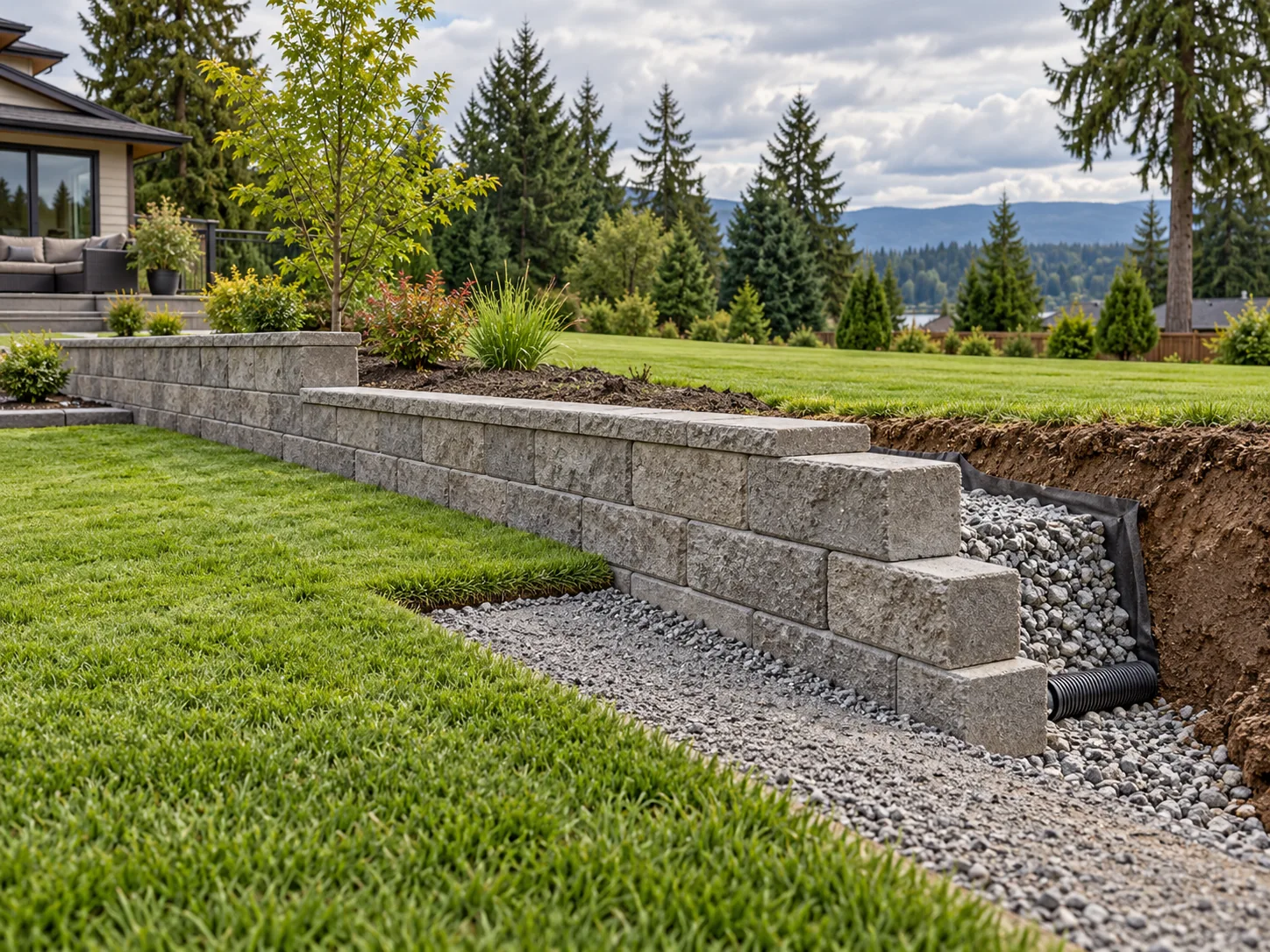 Illustrative image for retaining wall planning for sloped langley yards