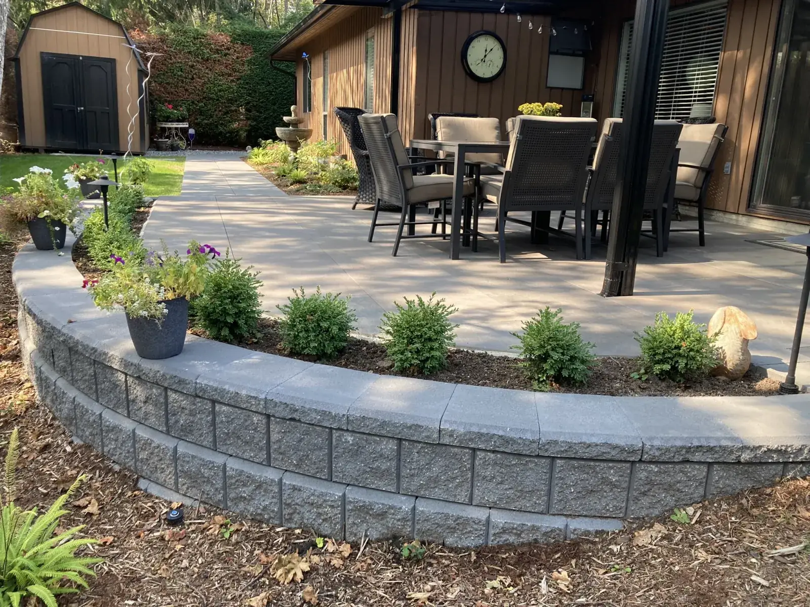 Completed retaining wall and patio project